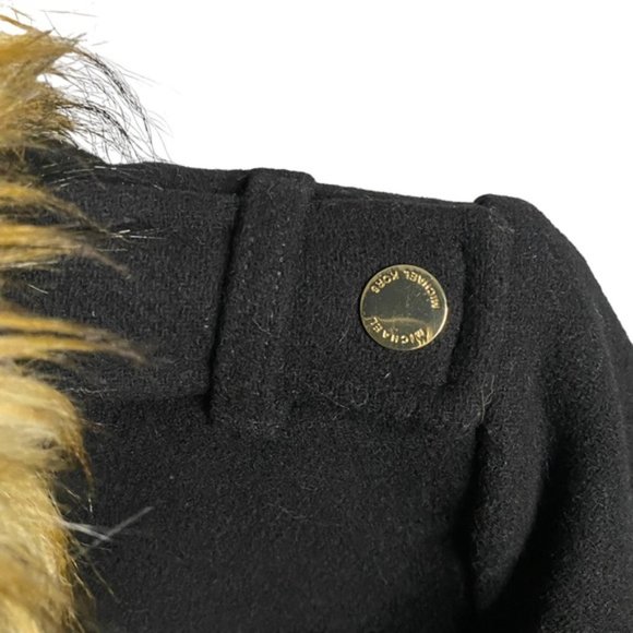 Michael Kors Women's Black Wool Faux Fur Hooded Jacket - Picture 7 of 9